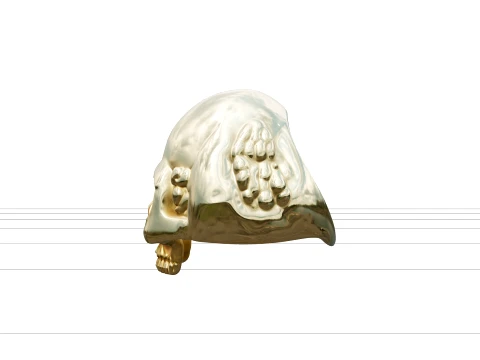 Gold Skull Ring with Ruby Eyes Ultra High Detail Model 3D Model