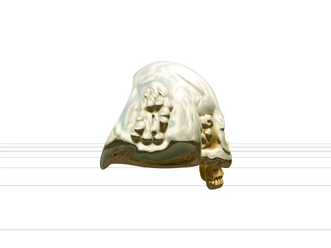 Gold Skull Ring with Ruby Eyes Ultra High Detail Model 3D Model