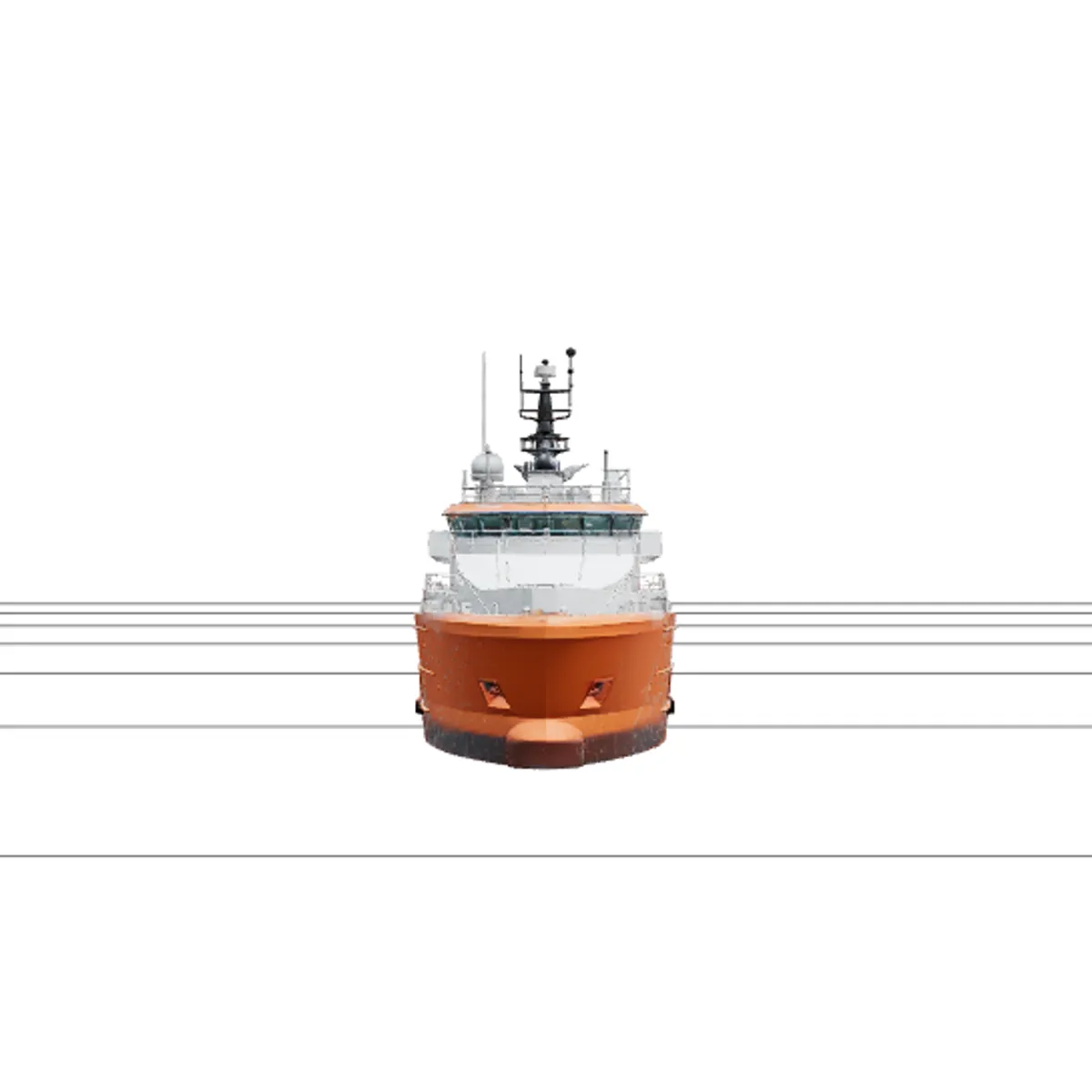 Offshore Supply Vessel with Crane and Stack on Deck 3D Model .c4d .max .obj .3ds .fbx .stl .blend