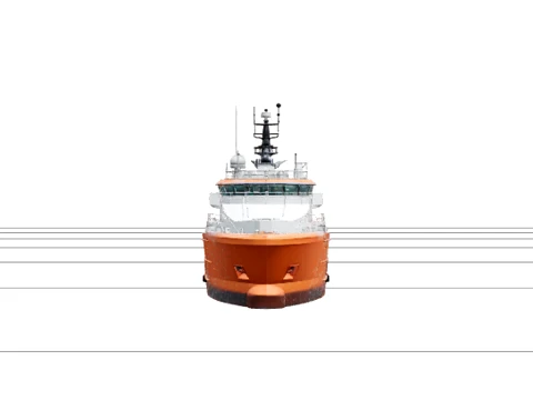 Offshore Supply Vessel with Crane and Stack on Deck 3D Modell