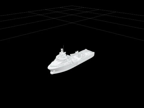 Offshore Supply Vessel with Crane and Stack on Deck 3D Model