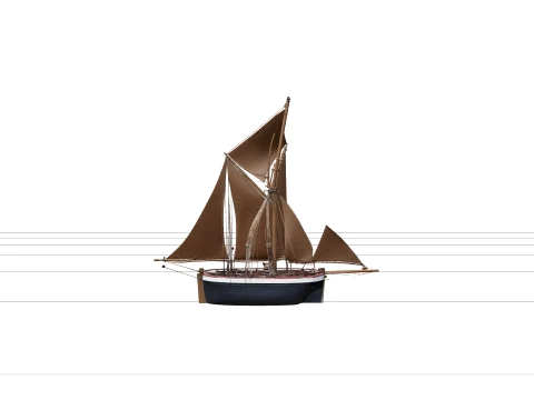 Thames Sailing Barge Model Wooden Hull Spritsail Rig Leeboards 3D Model