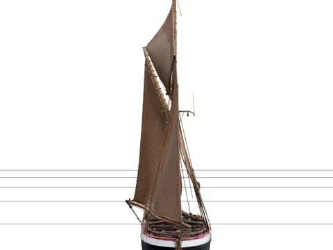 Thames Sailing Barge Model Wooden Hull Spritsail Rig Leeboards Modelo 3D