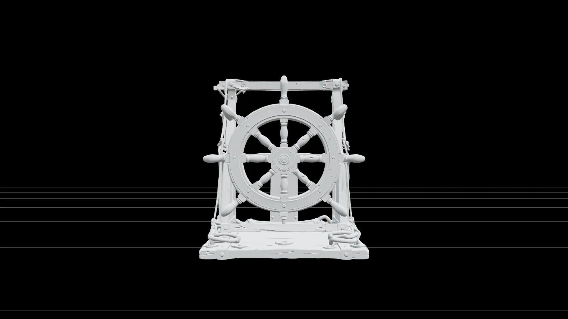 Pirate Punishment Wheel Model Wooden Ship Wheel Rusted Iron 3D Model .c4d .max .obj .3ds .fbx .stl .blend