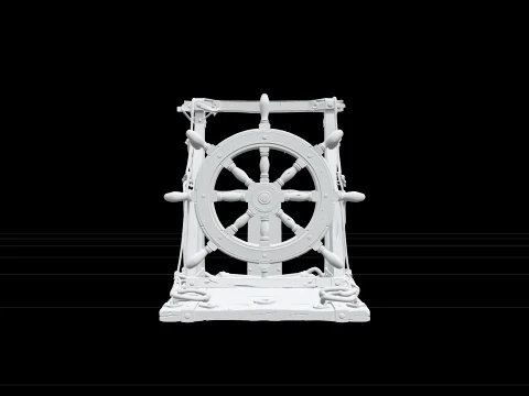 Pirate Punishment Wheel Model Wooden Ship Wheel Rusted Iron 3D Model