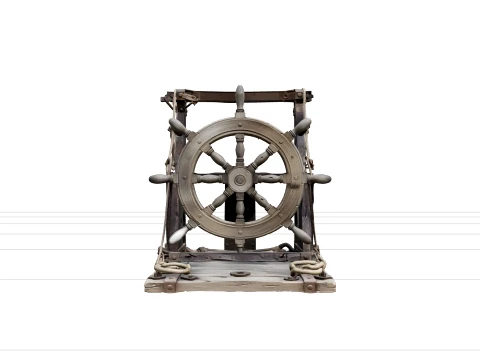 Pirate Punishment Wheel Model Wooden Ship Wheel Rusted Iron 3D Model