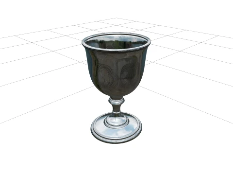 Classic Elegant Silver Goblet Engraved Stemmed Foot Model 3D Modell