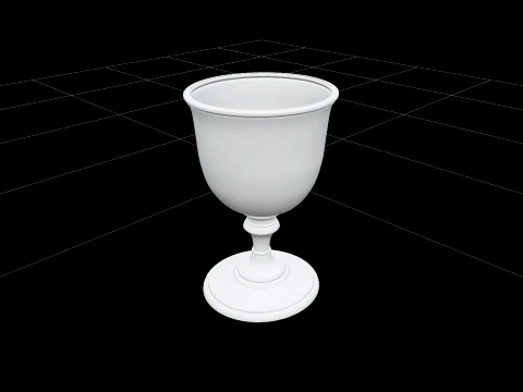 Classic Elegant Silver Goblet Engraved Stemmed Foot Model 3D Model