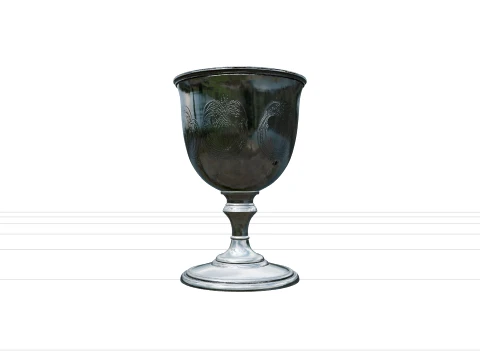 Classic Elegant Silver Goblet Engraved Stemmed Foot Model 3D Model