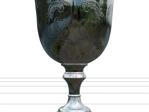 Classic Elegant Silver Goblet Engraved Stemmed Foot Model 3D Model