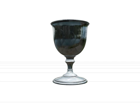 Classic Elegant Silver Goblet Engraved Stemmed Foot Model 3D Model