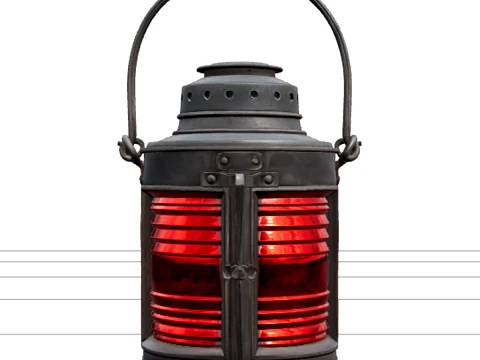 Pirate Lantern Tin Model Colored Glass Panes Vented Top Handle Modello 3D