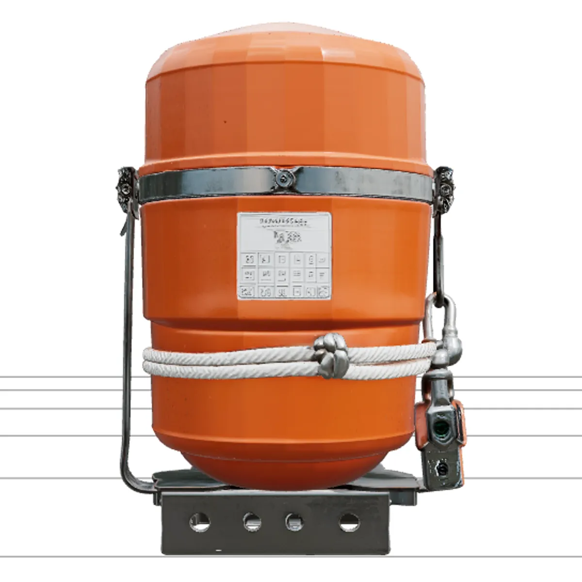 Realistic Orange Life Raft Canister with Straps 3D Model .c4d .max .obj .3ds .fbx .stl .blend 