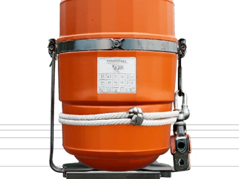 Realistic Orange Life Raft Canister with Straps 3Dモデル