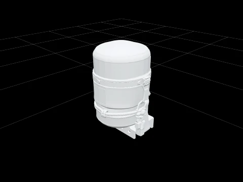 Realistic Orange Life Raft Canister with Straps 3D Model
