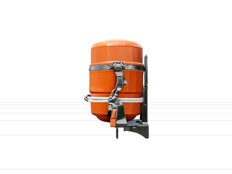 Realistic Orange Life Raft Canister with Straps 3D Model
