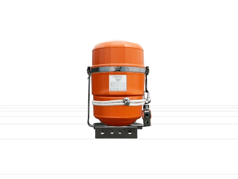 Realistic Orange Life Raft Canister with Straps 3D Model