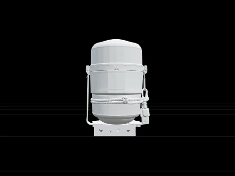 Realistic Orange Life Raft Canister with Straps 3D Model