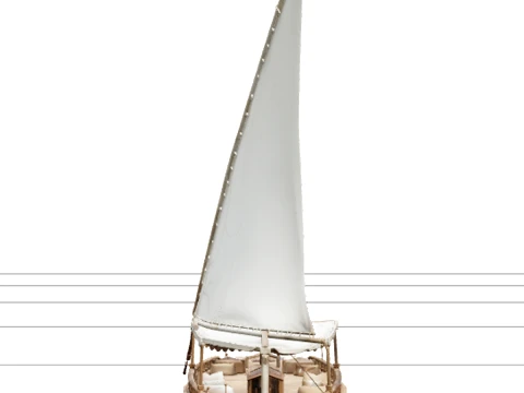 Traditional Nile Felucca Model With Lateen Sail Wooden Deck 3D Model