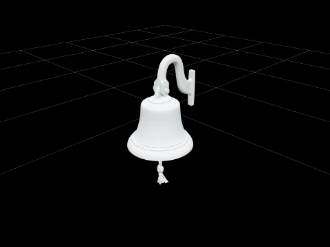 Bronze Ship Bell Model With Engraved Name Clapper Bracket 3D Model