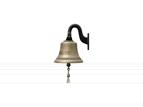 Bronze Ship Bell Model With Engraved Name Clapper Bracket 3D Model