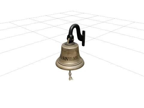 Bronze Ship Bell Model With Engraved Name Clapper Bracket 3D Model