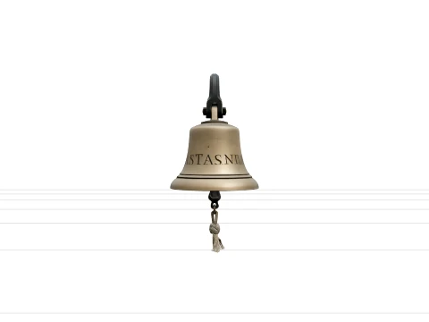 Bronze Ship Bell Model With Engraved Name Clapper Bracket 3D Model