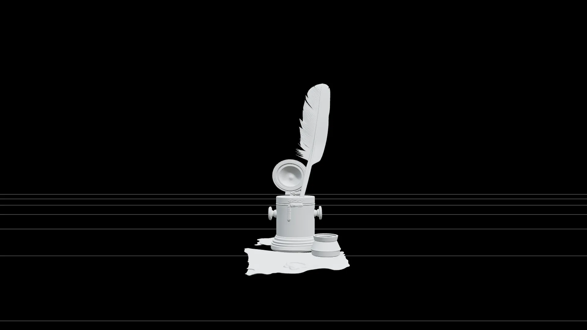 Pirate Inkwell Quill Set Detailed Model High Quality Asset 3D Model .c4d .max .obj .3ds .fbx .stl .blend 
