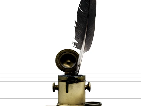 Pirate Inkwell Quill Set Detailed Model High Quality Asset 3D Model