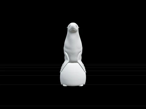 Realistic Sea Lion Balancing on Red White Buoy Model 3D Model