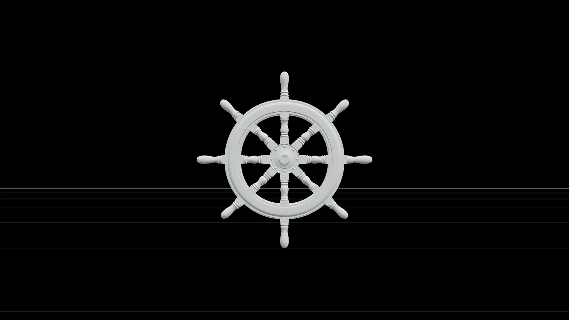 Wooden Ship Wheel Model Brass Hub Detailed Reference 3D Model .c4d .max .obj .3ds .fbx .stl .blend 