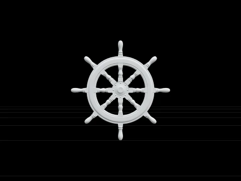 Wooden Ship Wheel Model Brass Hub Detailed Reference Model 3D
