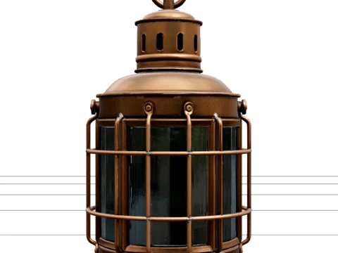 Copper Ship Lantern Model Glass Panes Vented Dome Carrying Ring 3D Model