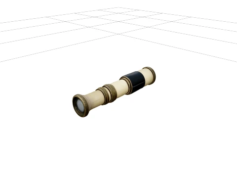 Pirate Spyglass Brass Extendable Telescope High Detail Model 3D Model