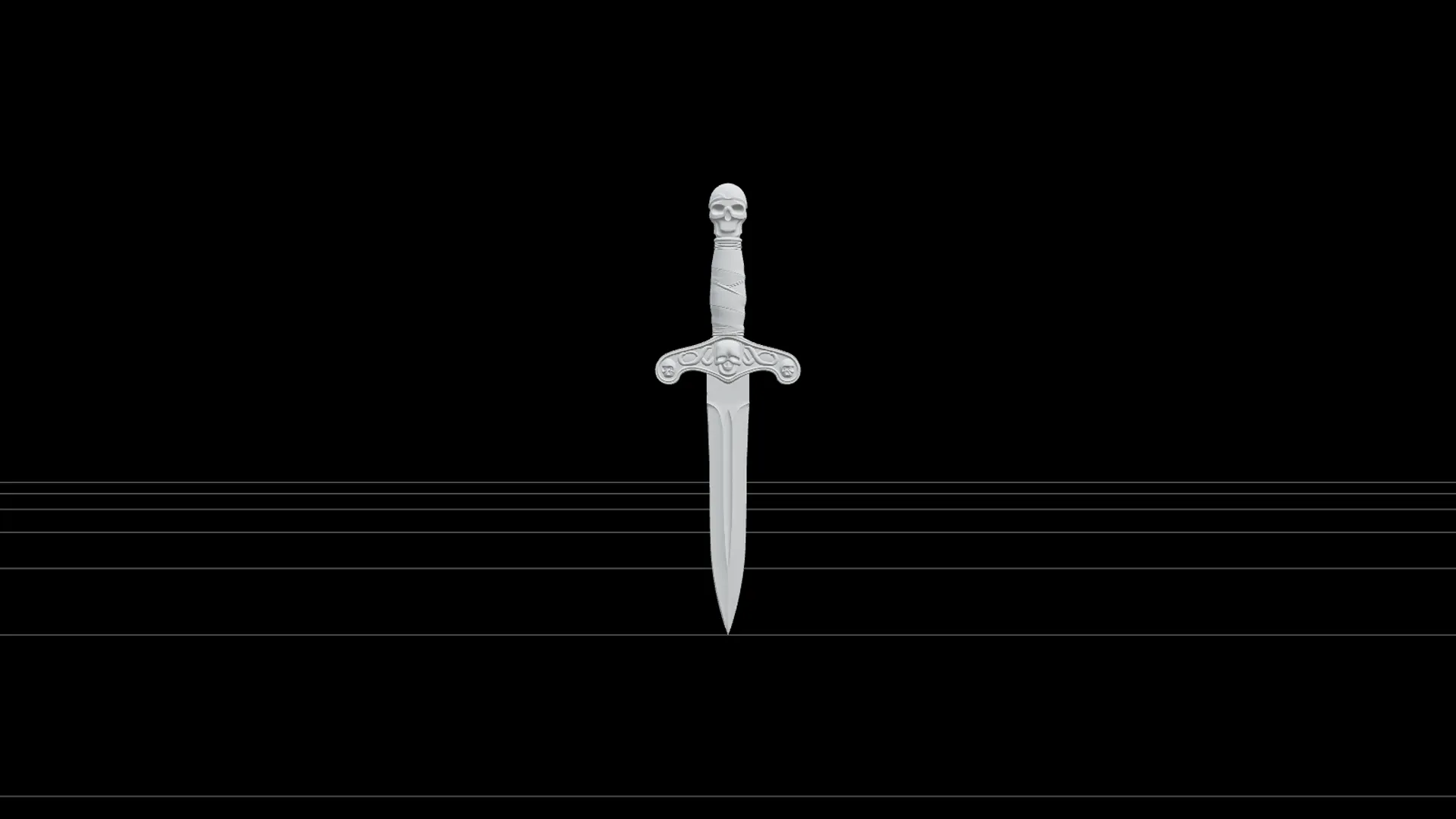 Pirate Dagger Ornate Cross Guard Wrapped Hilt Detailed Model 3D Model .c4d .max .obj .3ds .fbx .stl .blend 