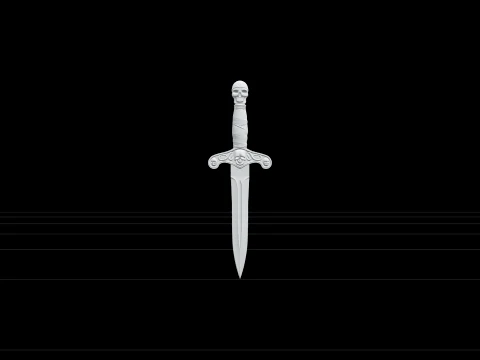 Pirate Dagger Ornate Cross Guard Wrapped Hilt Detailed Model 3D Model