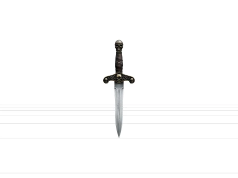 Pirate Dagger Ornate Cross Guard Wrapped Hilt Detailed Model 3D Model