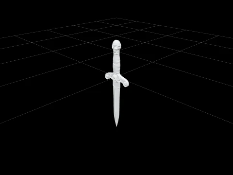 Pirate Dagger Ornate Cross Guard Wrapped Hilt Detailed Model 3D Model