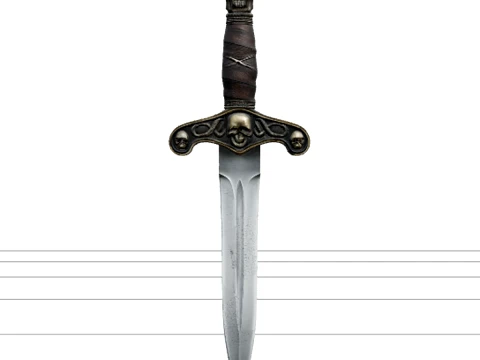 Pirate Dagger Ornate Cross Guard Wrapped Hilt Detailed Model 3D Model