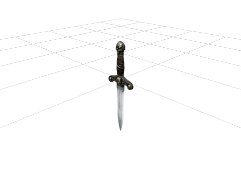 Pirate Dagger Ornate Cross Guard Wrapped Hilt Detailed Model 3D Model