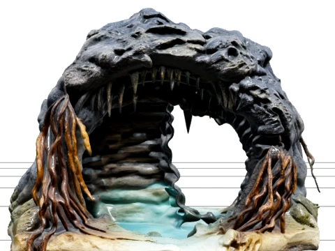 Coastal Sea Cave Arch Model Turquoise Water Stalactites 3D Model