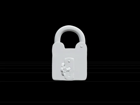 Pirate Forge Iron Padlock Model with Curved Shackle and Key 3D Model