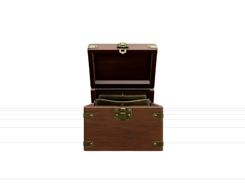 Brass Gimbal Compass Wooden Box Hinged Lid High Detail Model 3D Model