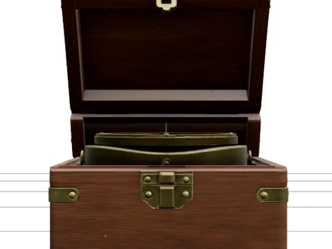 Brass Gimbal Compass Wooden Box Hinged Lid High Detail Model 3D Model