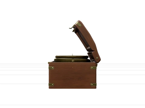 Brass Gimbal Compass Wooden Box Hinged Lid High Detail Model 3D Model