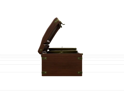 Brass Gimbal Compass Wooden Box Hinged Lid High Detail Model 3D Model