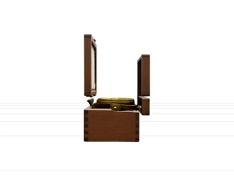 Antique Brass Gimbal Ship Compass Wooden Box Model 3D Model