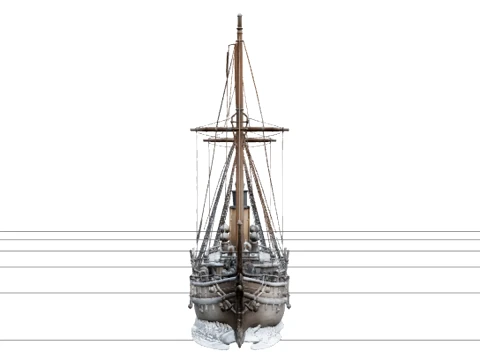 Polar Exploration Ship Frozen in Pack Ice Model Asset 3D Model