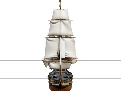 Age of Sail Naval Frigate Model Full Sails Copper Sheathed Hull 3D Modell