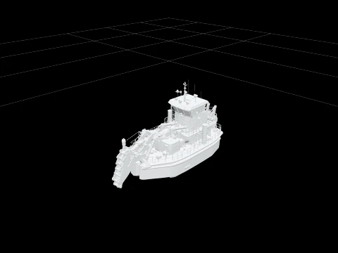 Harbor Dredger Vessel Industrial Model Bright Yellow Modelo 3D